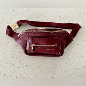 NEW Fawn Design Fawny Pack Rich Burgundy Crossbody Fanny Bag with Gold Hardware